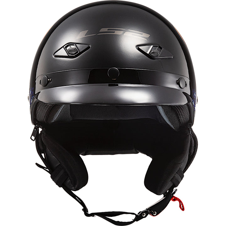 LS2 Helmets Bagger Murica Motorcycle Half Helmet Gloss Black - Front View