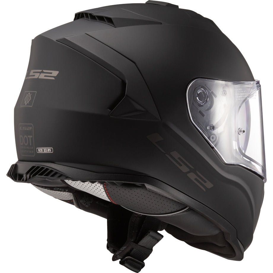 LS2 Helmets Assault Solid Motorcycle Full Face Helmet Matte Black - Rear Side View