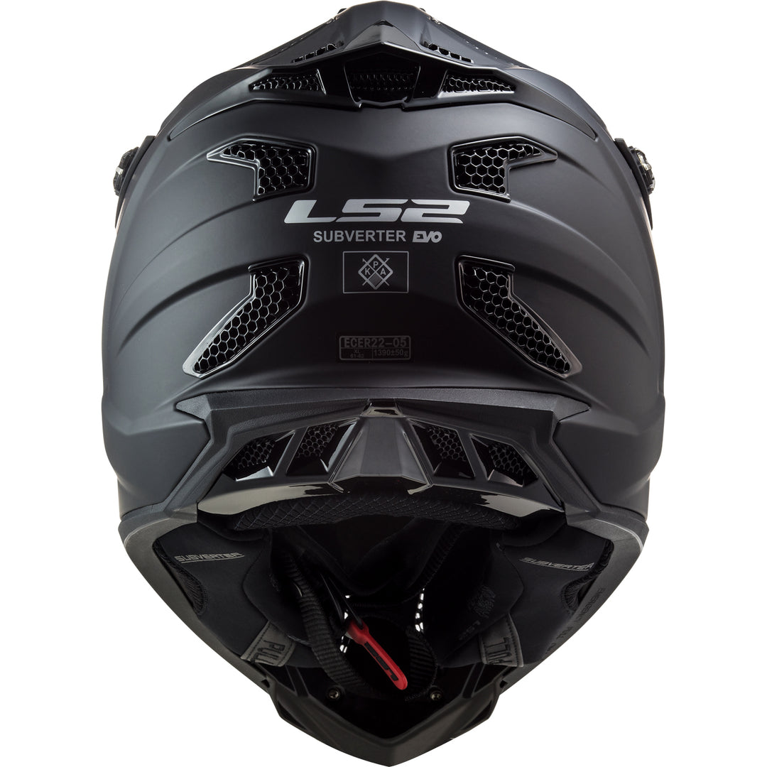 LS2 Helmets Subverter EVO Solid Motorcycle Off Road Helmet Matte Black - Rear View