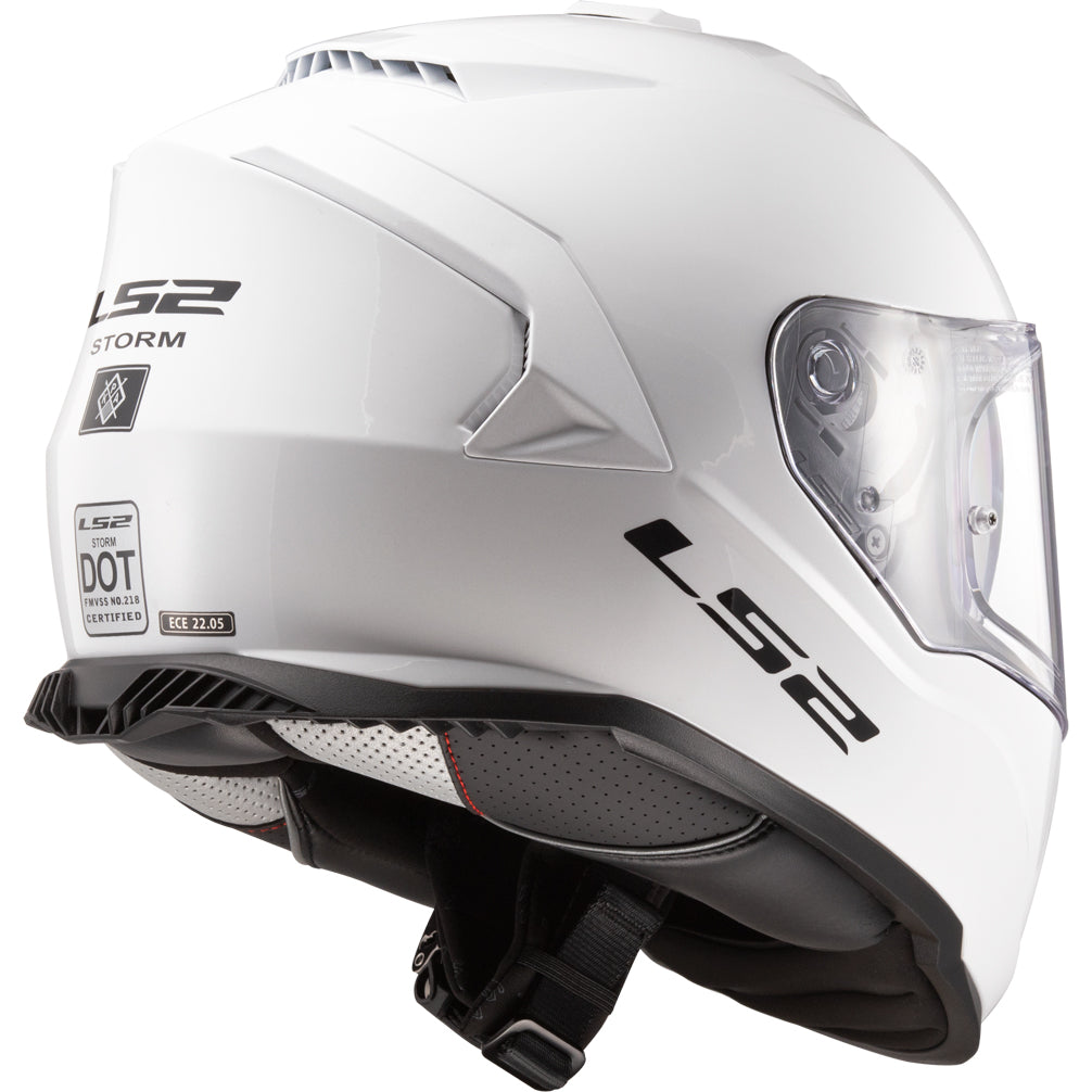 LS2 Helmets Assault Solid Motorcycle Full Face Helmet Gloss White - Rear Side View