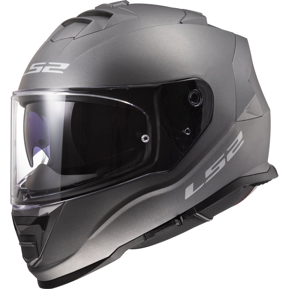 LS2 Helmets Assault Solid Motorcycle Full Face Helmet Matte Titanium - Front Side View