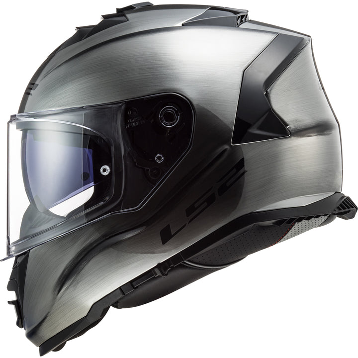 LS2 Helmets Assault Solid Motorcycle Full Face Helmet Brushed Alloy - Side View