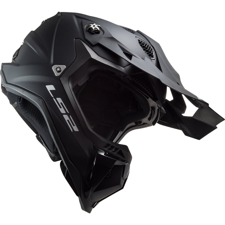 LS2 Helmets Subverter EVO Solid Motorcycle Off Road Helmet Matte Black - Angled Front Right Side View