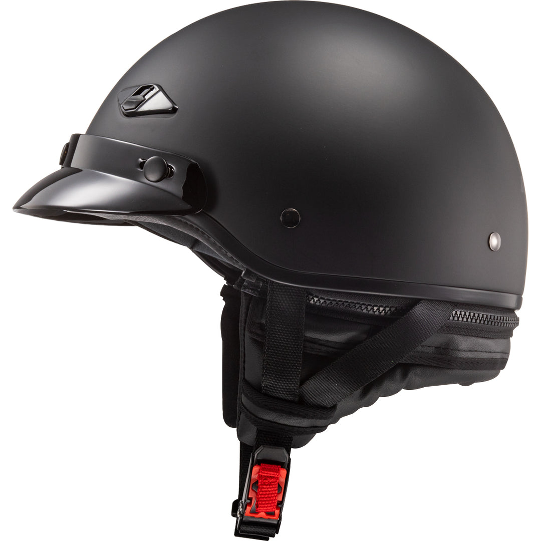LS2 Helmets Bagger Solid Motorcycle Half Helmet Matte Black - Left Side View