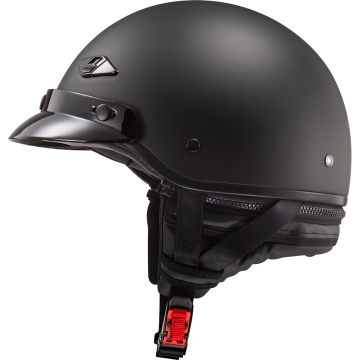 LS2 Helmets Bagger Solid Motorcycle Half Helmet Matte Black - Left Side View