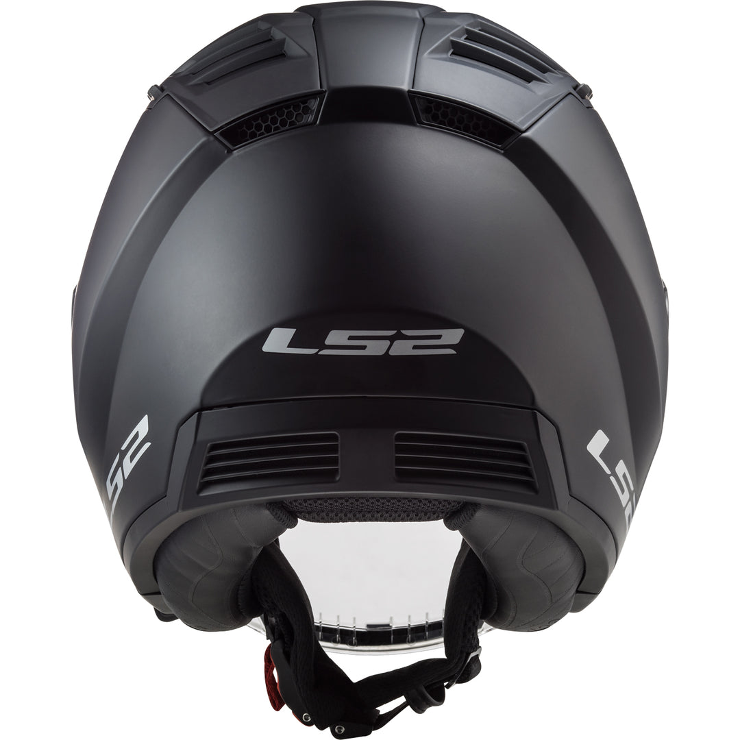 LS2 Helmets Copter Solid Motorcycle Open Face & 3/4 Helmet Matte Black - Rear View