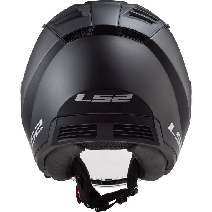 LS2 Helmets Copter Solid Motorcycle Open Face & 3/4 Helmet Matte Black - Rear View