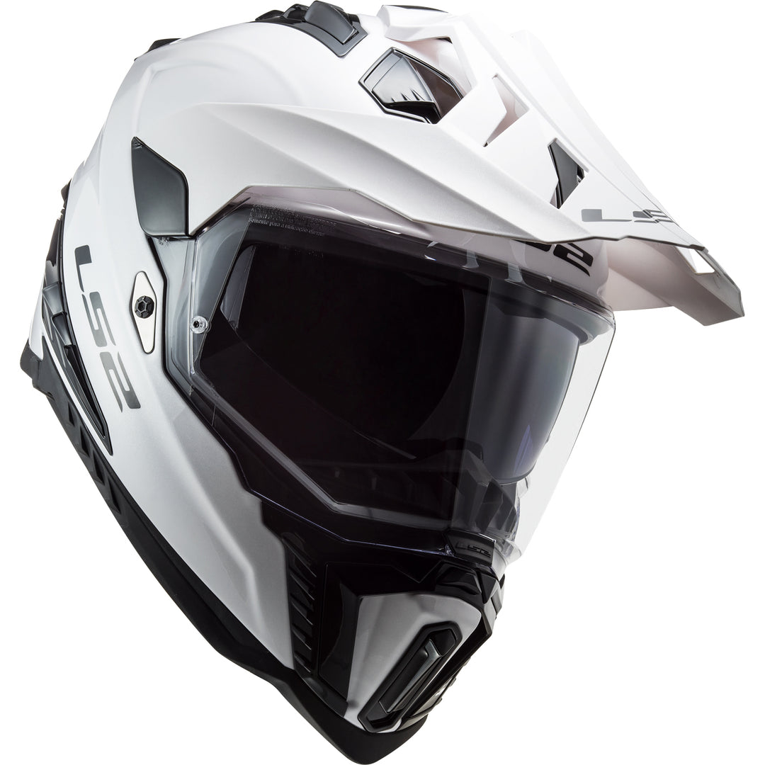 LS2 Helmets Explorer XT Solid Motorcycle Dual Sport Helmet White - Front Right Side View