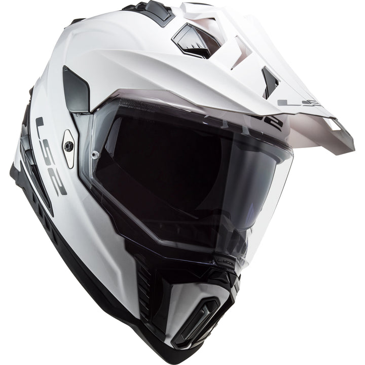 LS2 Helmets Explorer XT Solid Motorcycle Dual Sport Helmet White - Front Right Side View