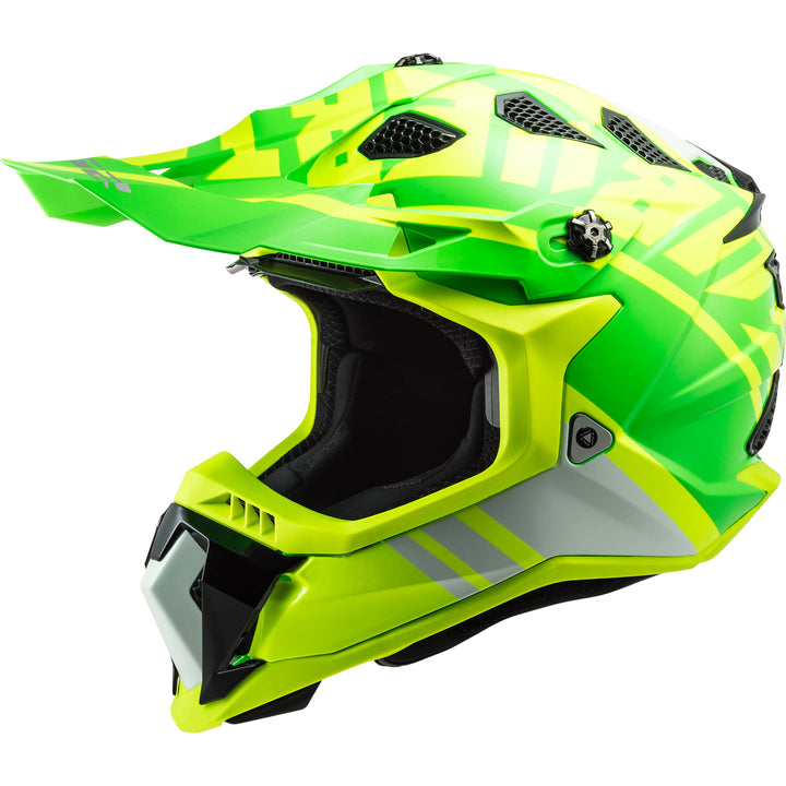 LS2 Helmets Subverter EVO Gammax Motorcycle Off Road Helmet Gloss Hi-Viz Yellow/Green - Front Left Side View