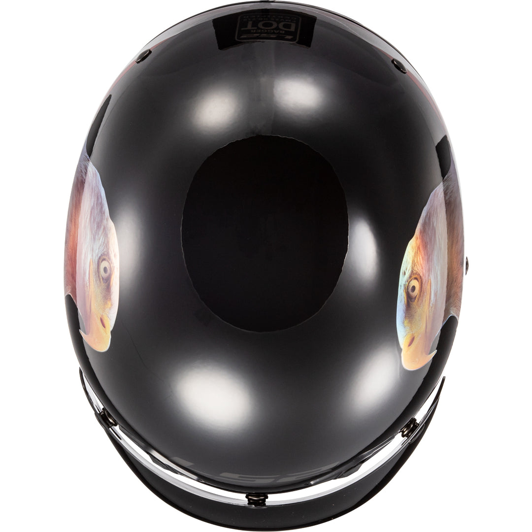 LS2 Helmets Bagger Murica Motorcycle Half Helmet Gloss Black - Top View