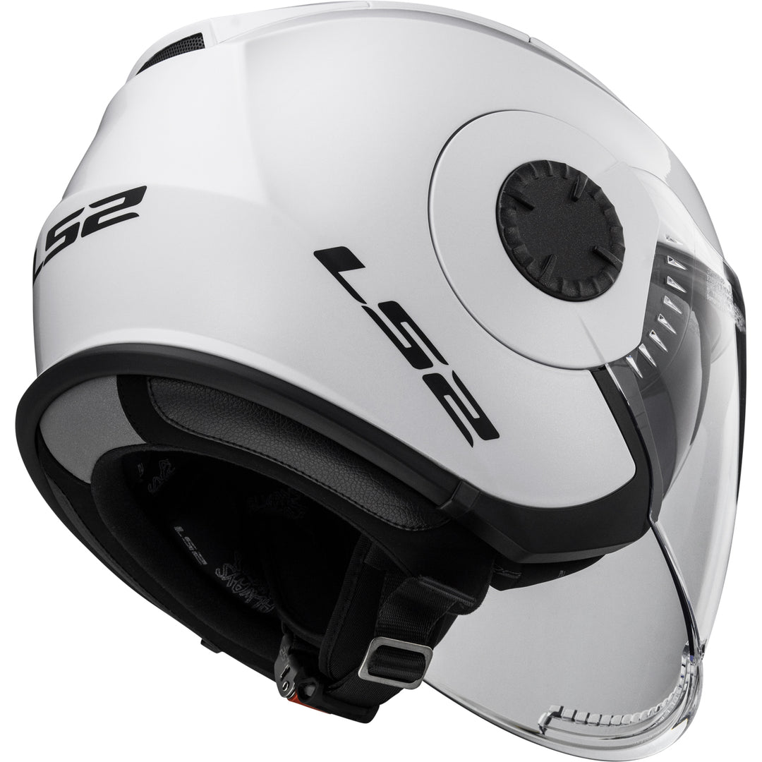 LS2 Helmets Verso Solid Motorcycle Open Face & 3/4 Helmet Gloss White - Angled Right Side View