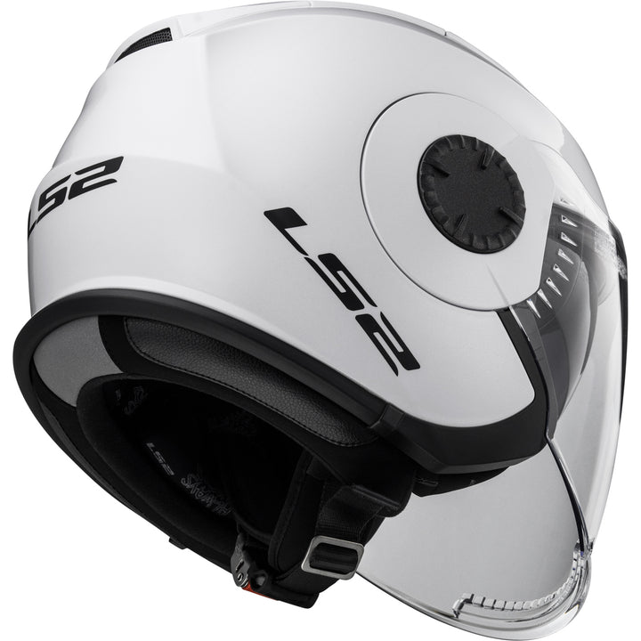 LS2 Helmets Verso Solid Motorcycle Open Face & 3/4 Helmet Gloss White - Angled Right Side View