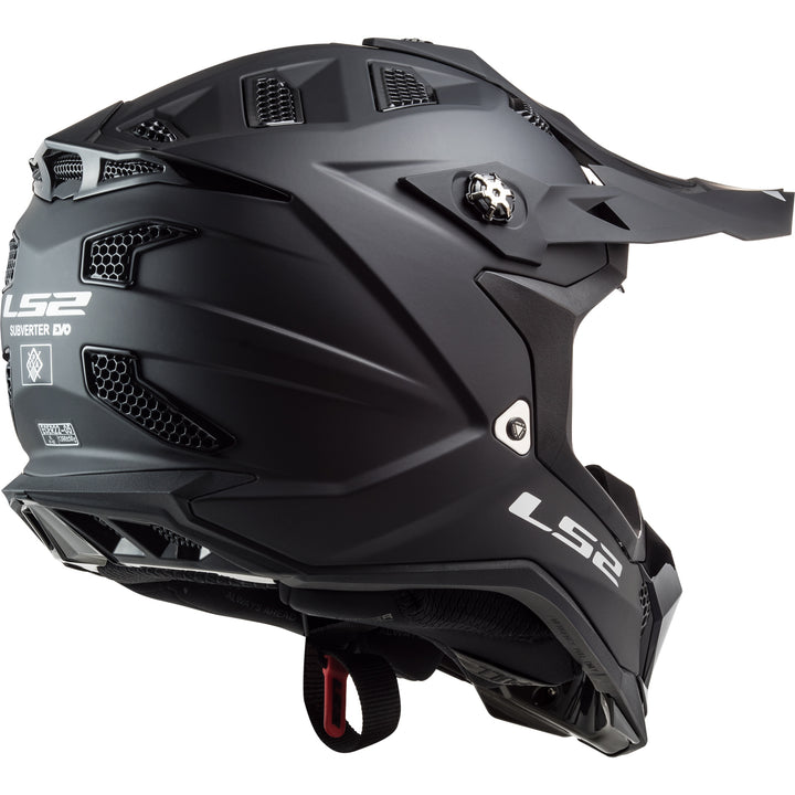 LS2 Helmets Subverter EVO Solid Motorcycle Off Road Helmet Matte Black - Rear Right Side View
