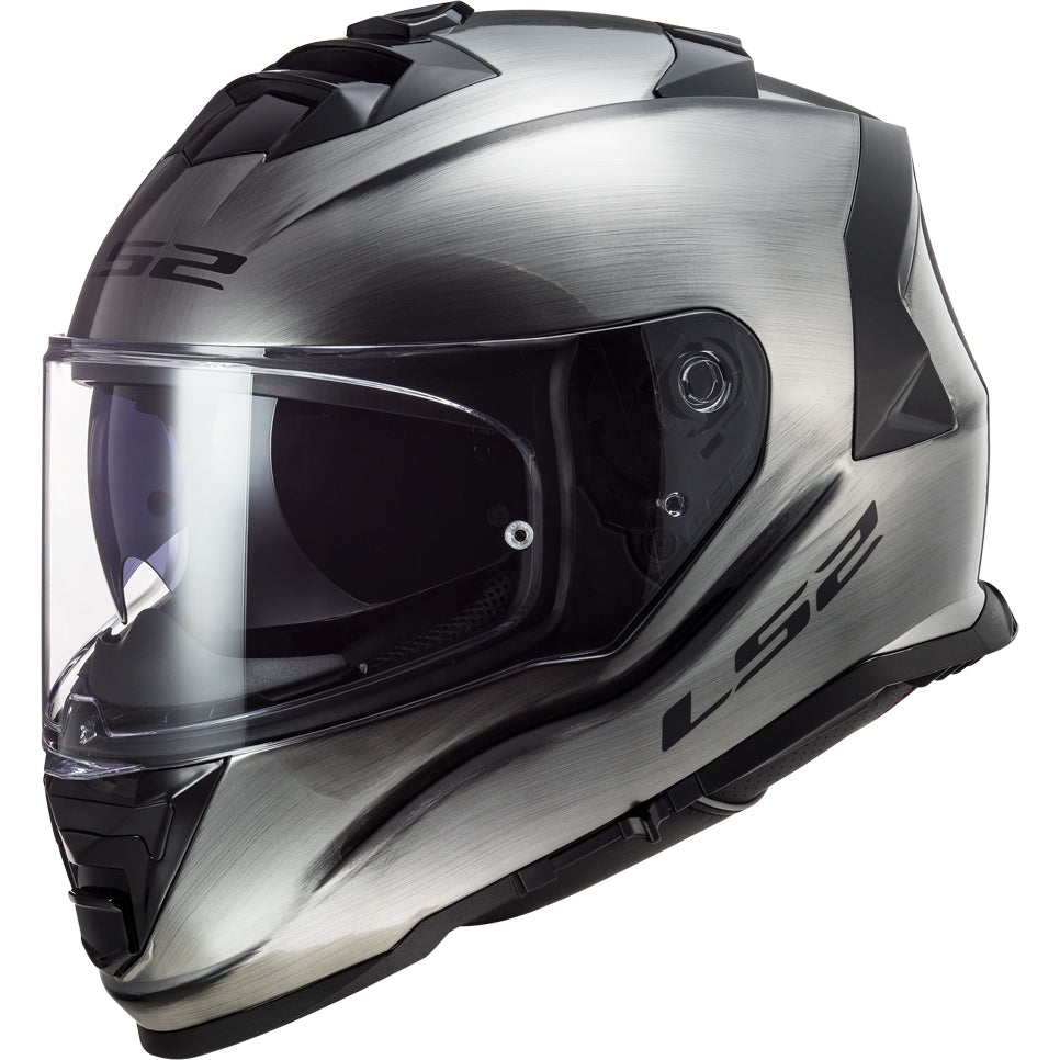 LS2 Helmets Assault Solid Motorcycle Full Face Helmet Brushed Alloy - Front Side View