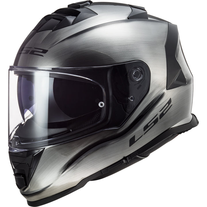 LS2 Helmets Assault Solid Motorcycle Full Face Helmet Brushed Alloy - Front Side View