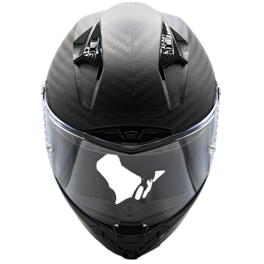 LS2 Helmets Thunder C Solid Motorcycle Full Face Helmet Matte Carbon - Top Front View