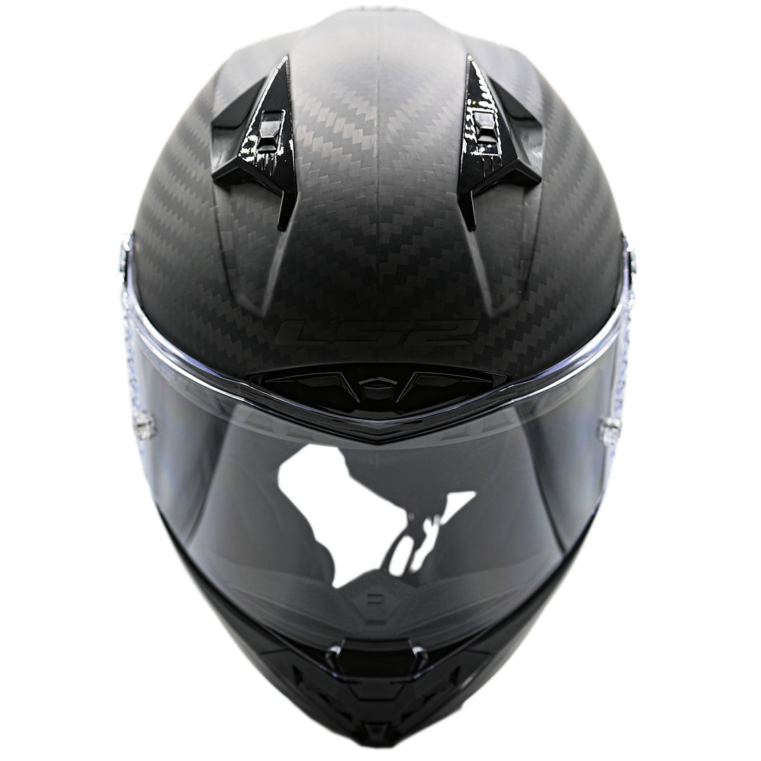LS2 Helmets Thunder C Solid Motorcycle Full Face Helmet Matte Carbon - Top Front View