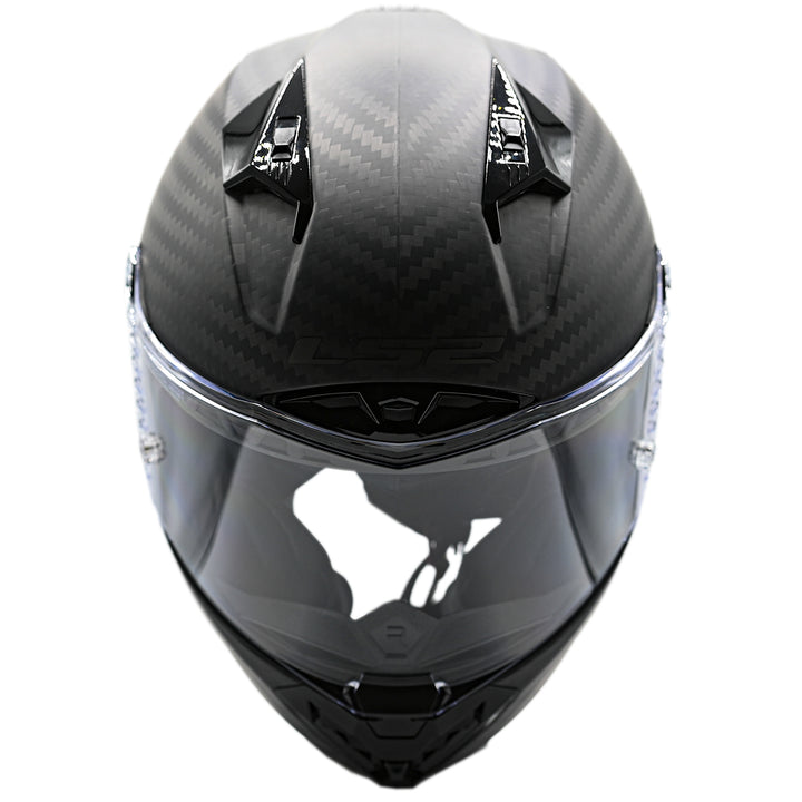 LS2 Helmets Thunder C Solid Motorcycle Full Face Helmet Matte Carbon - Top Front View