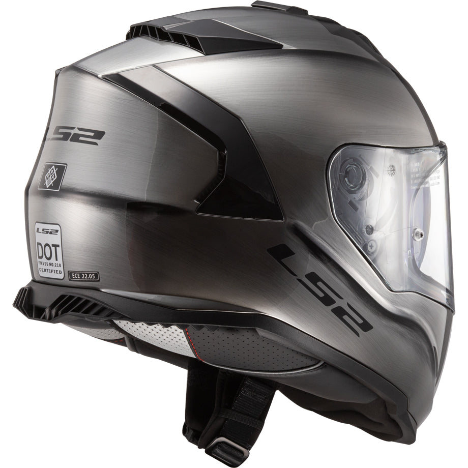 LS2 Helmets Assault Solid Motorcycle Full Face Helmet Brushed Alloy - Rear Side View