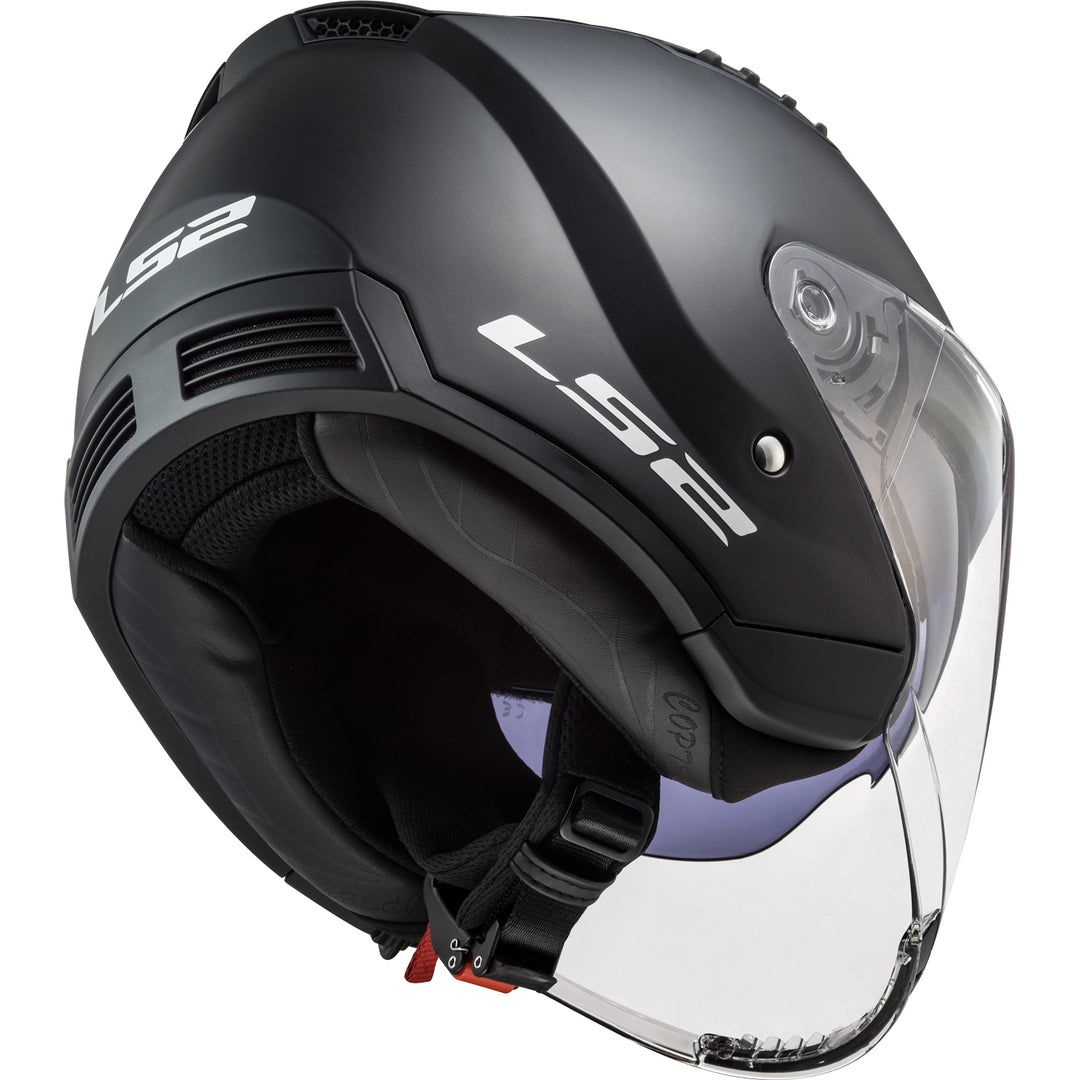 LS2 Helmets Copter Solid Motorcycle Open Face & 3/4 Helmet Matte Black - Angled Right Side View