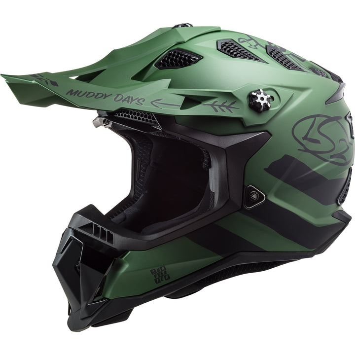 LS2 Helmets Subverter EVO Cargo Motorcycle Off Road Helmet Matte Military Green - Front Left Side View