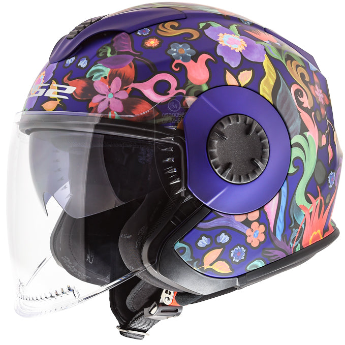 LS2 Helmets Verso Flora Brasil Motorcycle Open Face & 3/4 Helmet Matte Navy - Front Left Side View