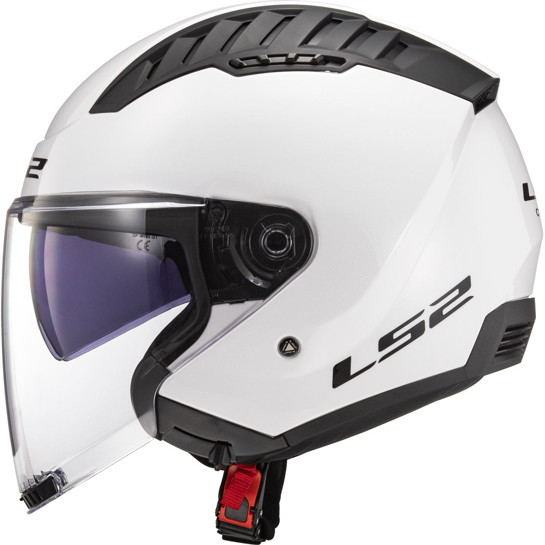 LS2 Helmets Copter Solid Motorcycle Open Face & 3/4 Helmet Gloss White - Left Side View