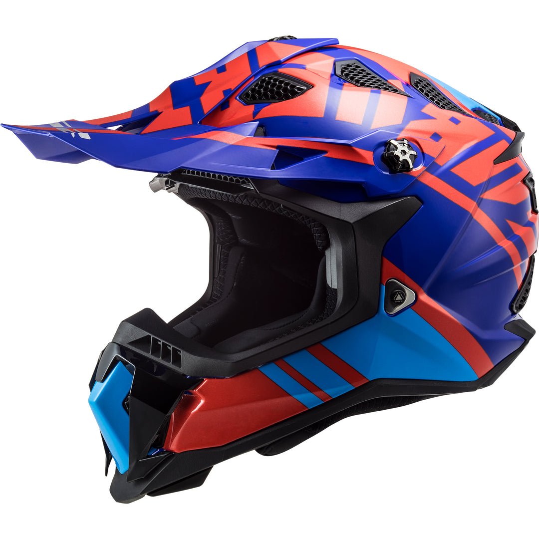 LS2 Helmets Subverter EVO Gammax Motorcycle Off Road Helmet Gloss Red/Blue - Front Left Side View