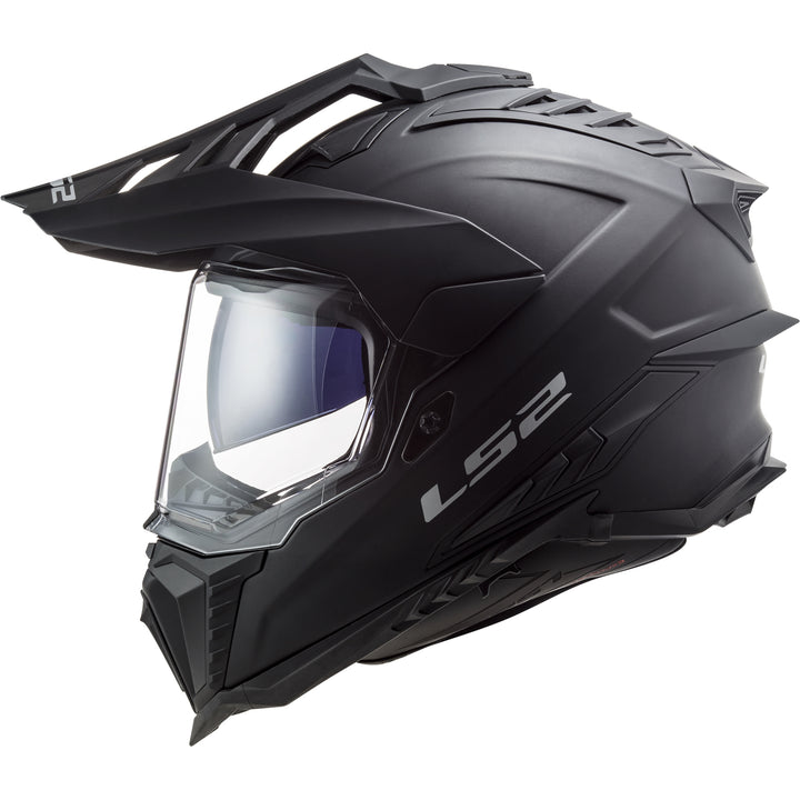 LS2 Helmets Explorer XT Solid Motorcycle Dual Sport Helmet Matte Black - Left Side View