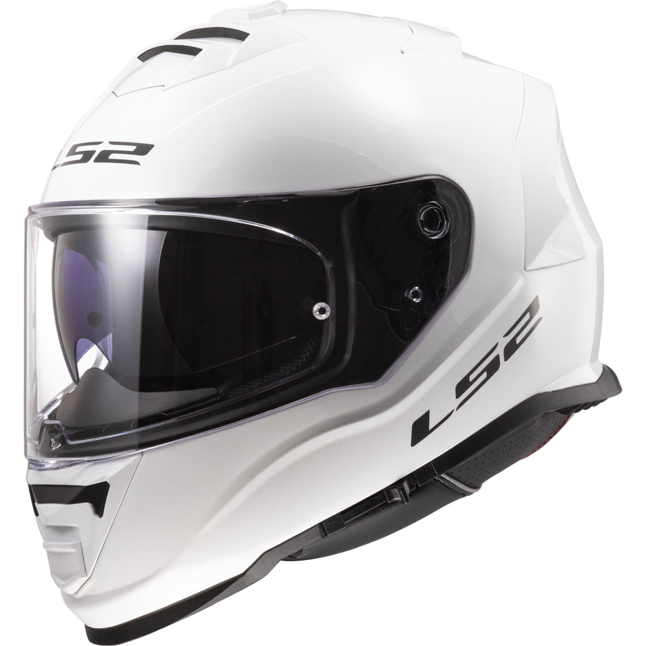 LS2 Helmets Assault Solid Motorcycle Full Face Helmet Gloss White - Front Side View