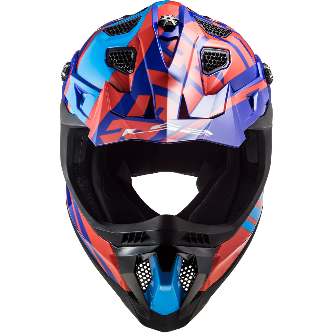 LS2 Helmets Subverter EVO Gammax Motorcycle Off Road Helmet Gloss Red/Blue - Top Front View