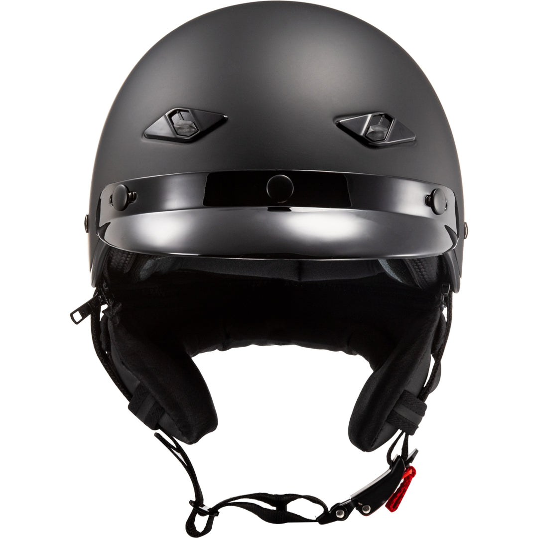 LS2 Helmets Bagger Solid Motorcycle Half Helmet Matte Black - Front View