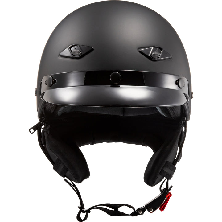 LS2 Helmets Bagger Solid Motorcycle Half Helmet Matte Black - Front View