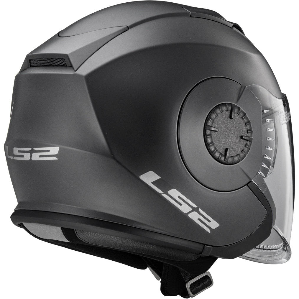 LS2 Helmets Verso Solid Motorcycle Open Face & 3/4 Helmet Matte Titanium - Rear Right Side View