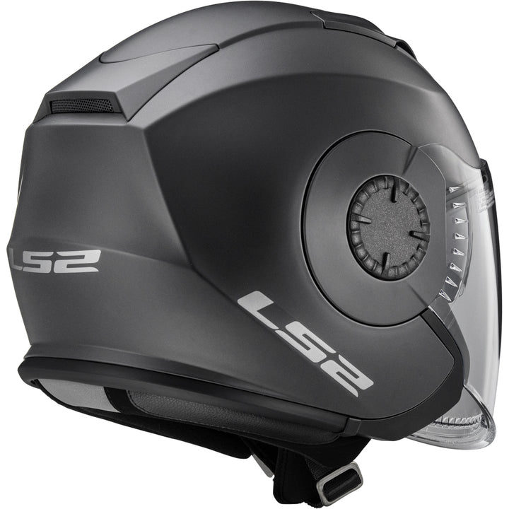 LS2 Helmets Verso Solid Motorcycle Open Face & 3/4 Helmet Matte Titanium - Rear Right Side View