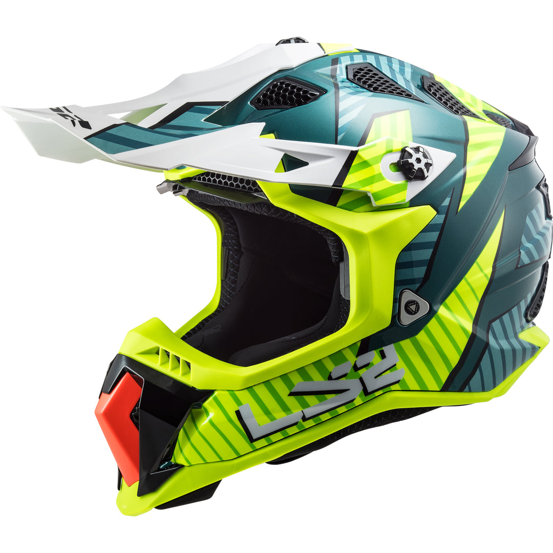 LS2 Helmets Subverter EVO Astro Motorcycle Off Road Helmet Gloss Cobalt/Hi-Viz Yellow - Front Left Side View