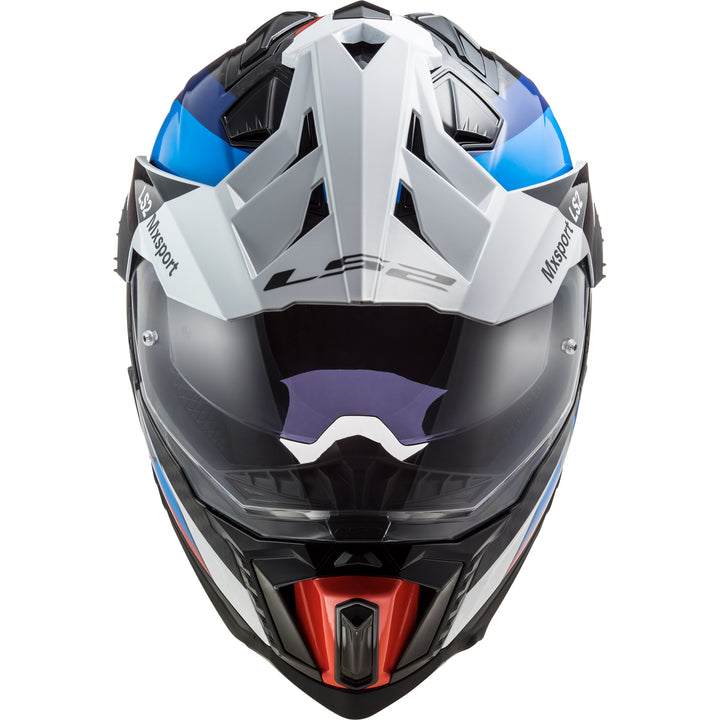 LS2 Helmets Explorer C Frontier Motorcycle Dual Sport Helmet Black/Blue - Front Top View