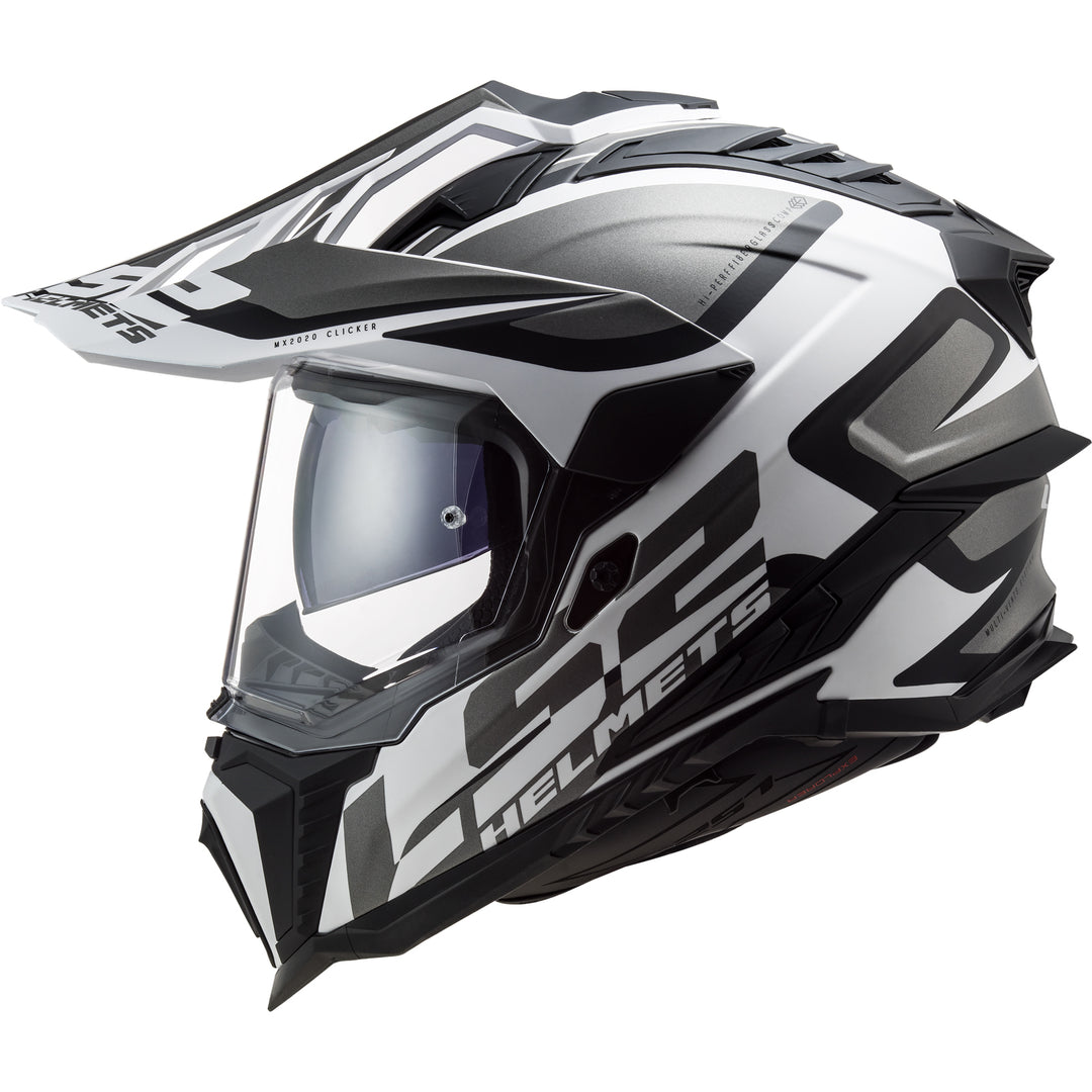 LS2 Helmets Explorer XT Alter Motorcycle Dual Sport Helmet Black/White - Left Side View