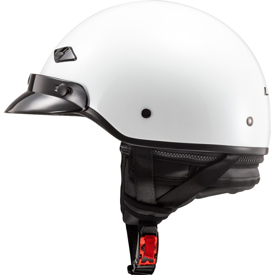 LS2 Helmets Bagger Solid Motorcycle Half Helmet Gloss Pearl White - Left Side View