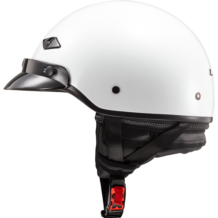 LS2 Helmets Bagger Solid Motorcycle Half Helmet Gloss Pearl White - Left Side View