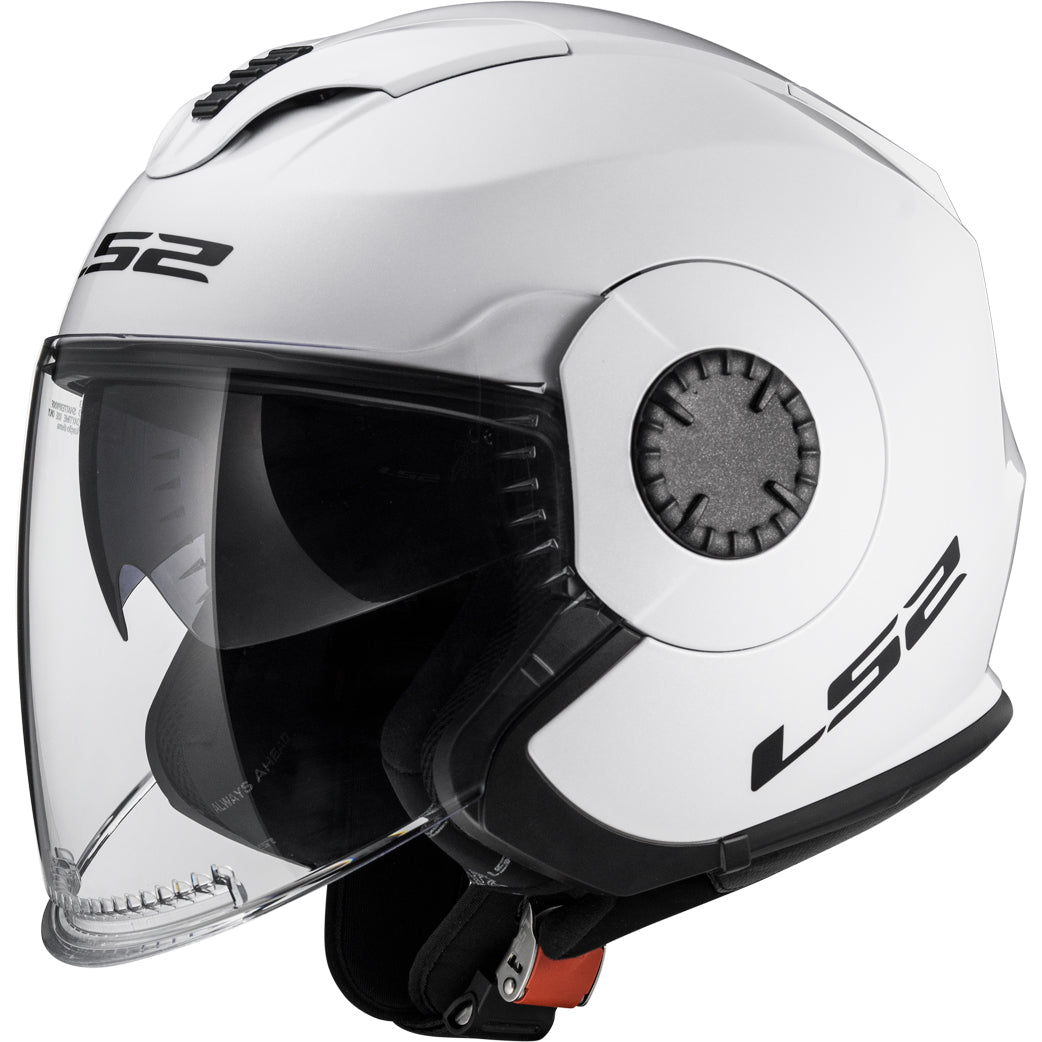 LS2 Helmets Verso Solid Motorcycle Open Face & 3/4 Helmet Gloss White - Front Left Side View