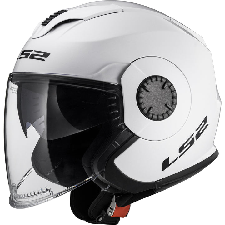 LS2 Helmets Verso Solid Motorcycle Open Face & 3/4 Helmet Gloss White - Front Left Side View