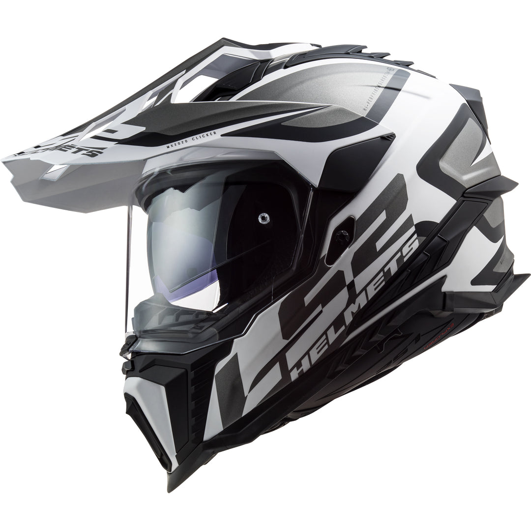 LS2 Helmets Explorer XT Alter Motorcycle Dual Sport Helmet Black/White - Angled Left Side View