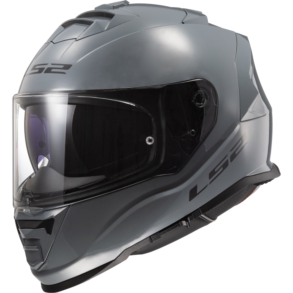 LS2 Helmets Assault Solid Motorcycle Full Face Helmet Gloss Battleship Gray - Front Side View
