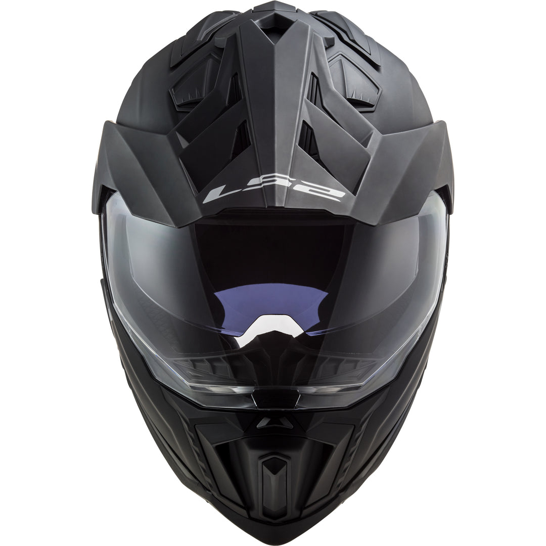 LS2 Helmets Explorer XT Solid Motorcycle Dual Sport Helmet Matte Black - Front View