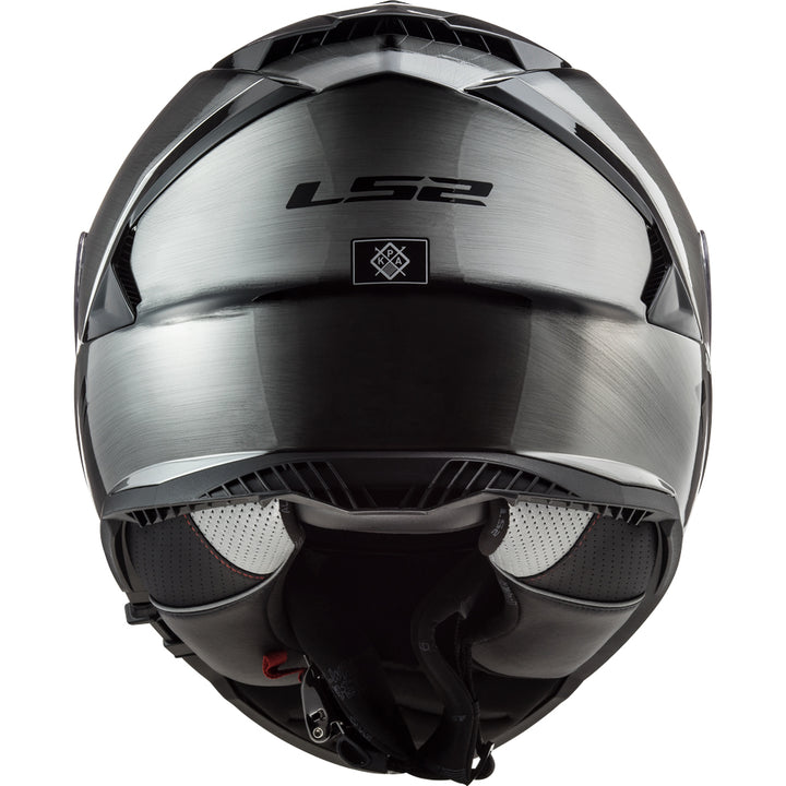 LS2 Helmets Assault Solid Motorcycle Full Face Helmet Brushed Alloy - Rear View