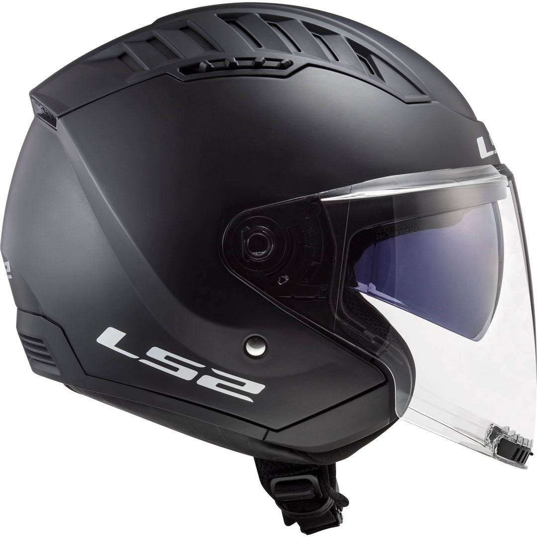 LS2 Helmets Copter Solid Motorcycle Open Face & 3/4 Helmet Matte Black - Right Side View
