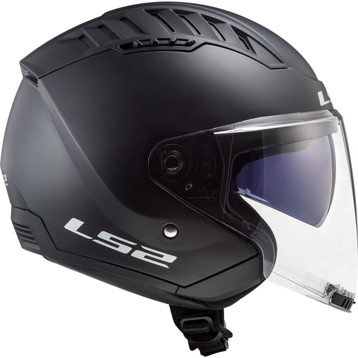 LS2 Helmets Copter Solid Motorcycle Open Face & 3/4 Helmet Matte Black - Right Side View