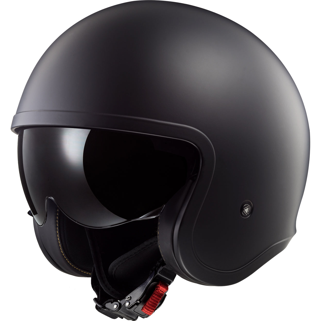 LS2 Helmets Spitfire Solid Motorcycle Open Face & 3/4 Helmet Matte Black - Front Left Side View